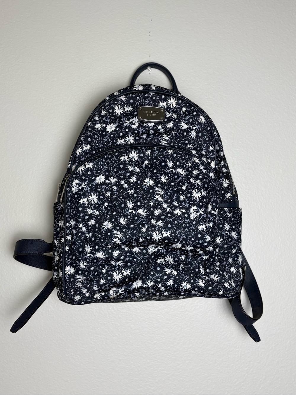 Michael Kors Navy and White Floral Backpack